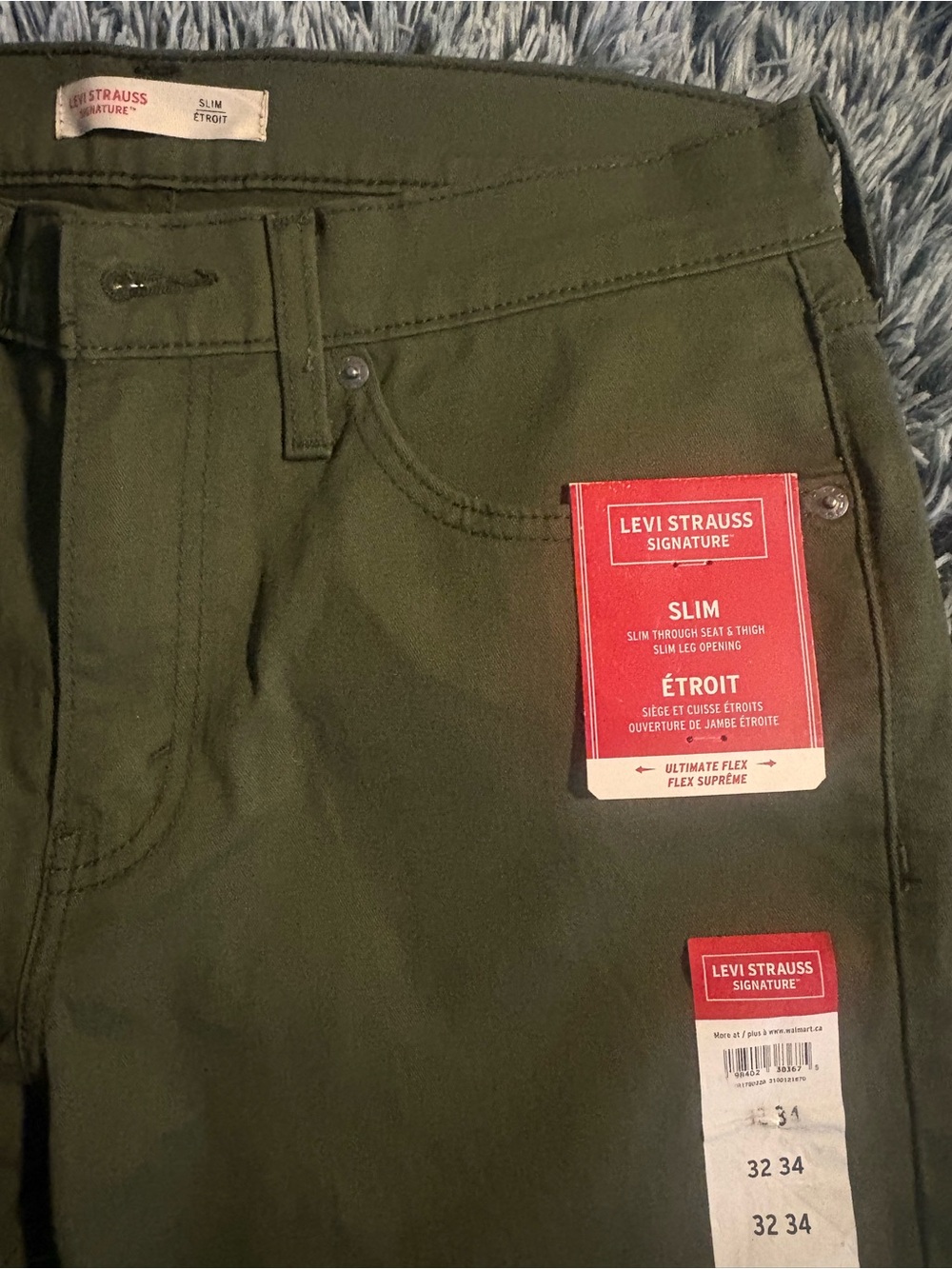 Levi Strauss Signature Slim Jeans 32x34 Olive Green NWT Ultimate Flex